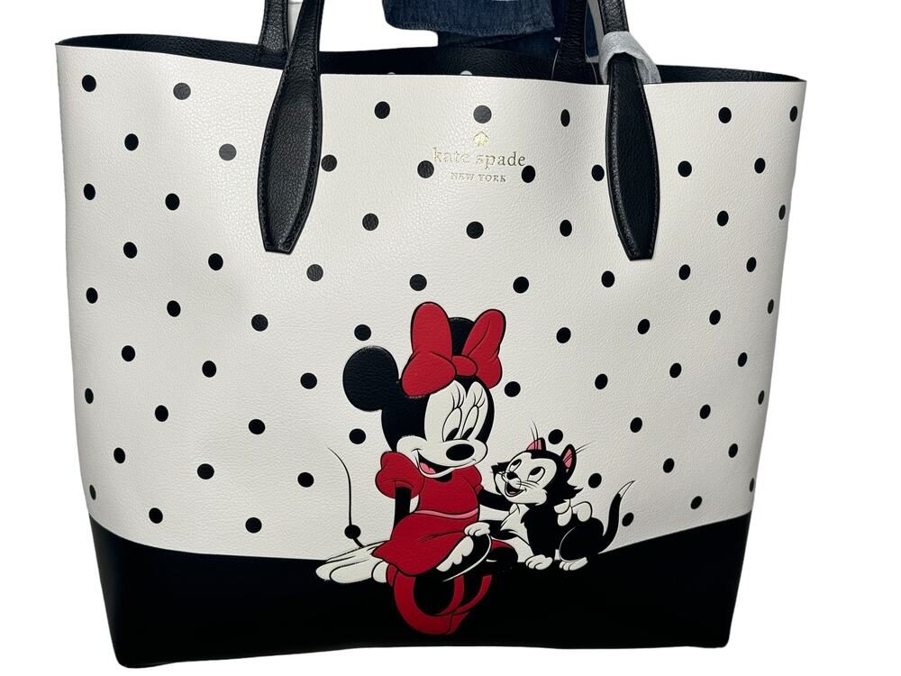 Kate Spade X Disney Reversible Minnie Mouse Polka Dots dot Large Tote Bag NWT